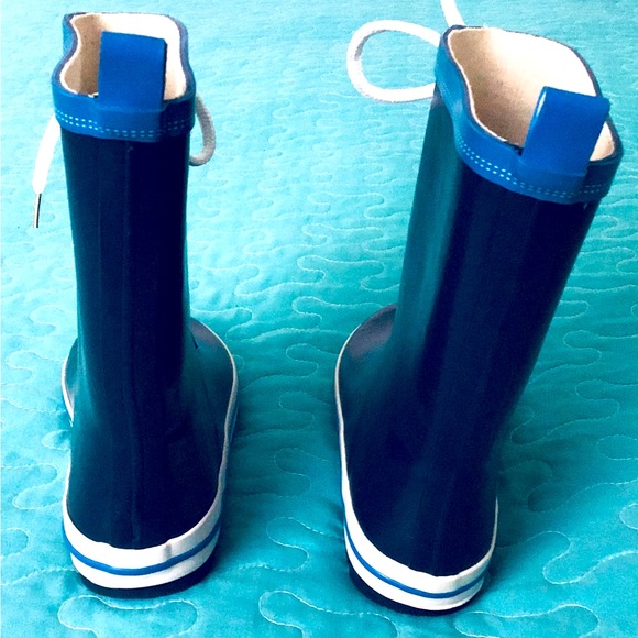 Kids Blue Rain‎ Boots Size Toddler Youth Lace Up Waterproof Outdoor - Picture 5 of 6